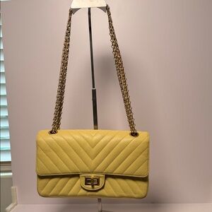 CHANEL 2.55 Reissue 226 Flap Bag Quilted Chevron Yellow.